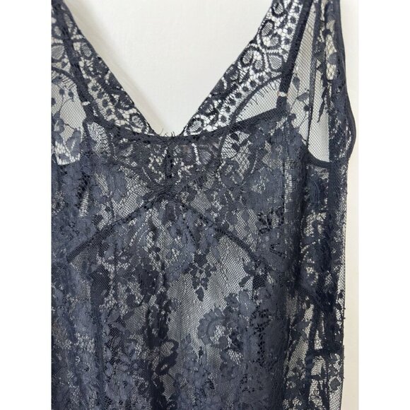 Chelsea 28 Lace Black Dress Overlay Slip XS Nylon Fairy Goth Boho Spaghetti Strp - Picture 2 of 4